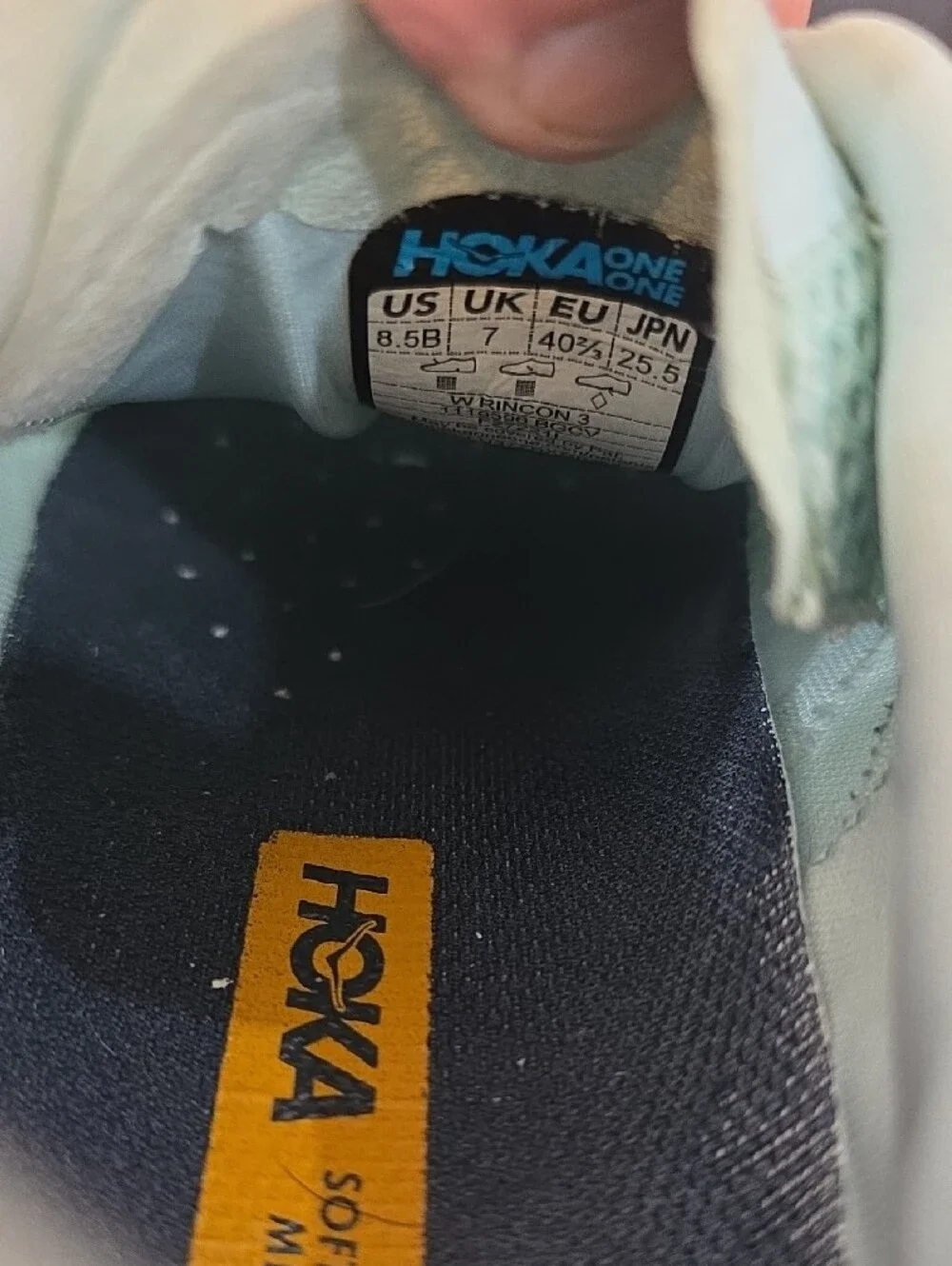 Hoka Rincon 3 Women's Mint Green & Purple Shoes with Orange Accent Size 8.5 - Picture 9 of 11